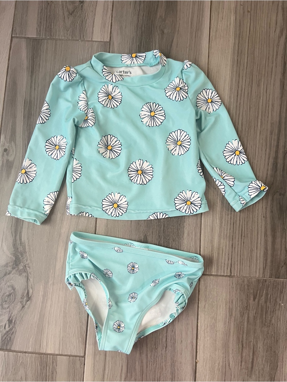Carter's Mint Daisy Long-Sleeve Rashguard Set